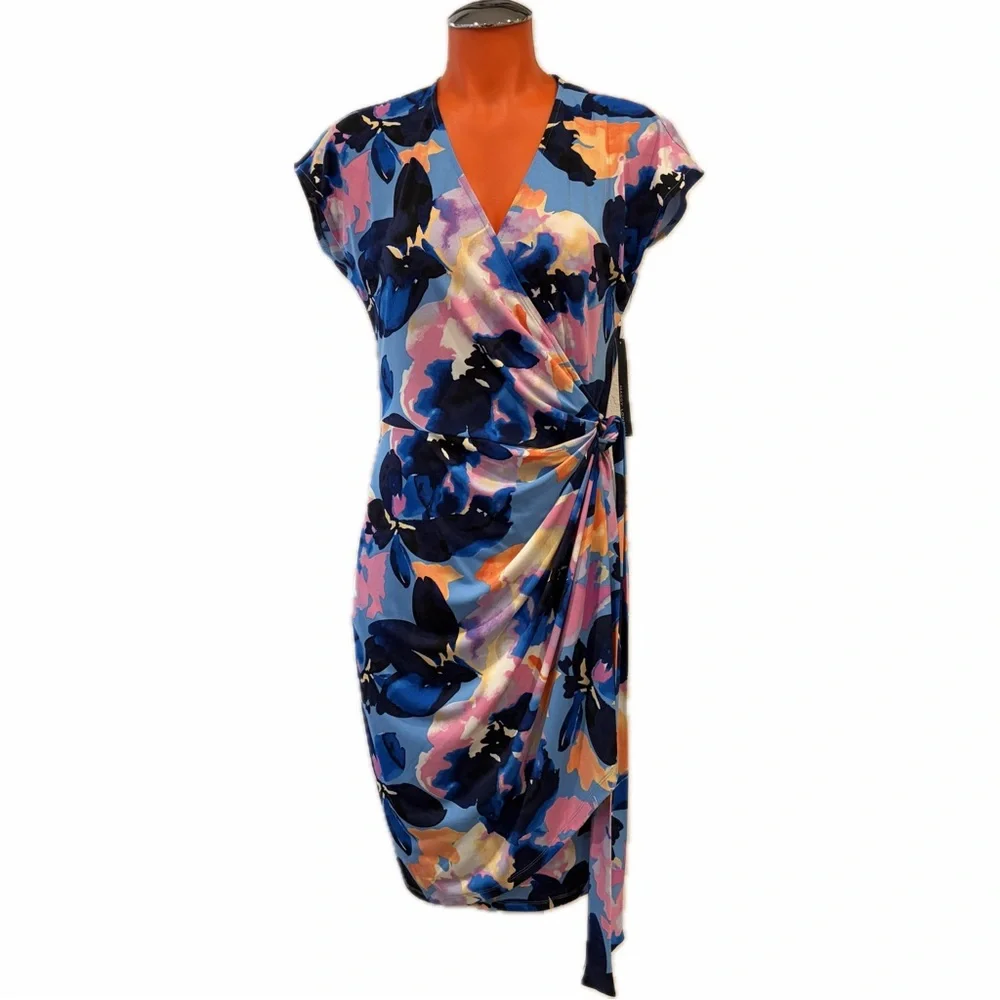 Maggy London Floral Wrap Midi Dress